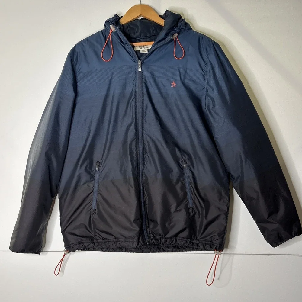 Penguin by Munsingwear Jacket Men's XL Blue Orange Full Zip Hooded